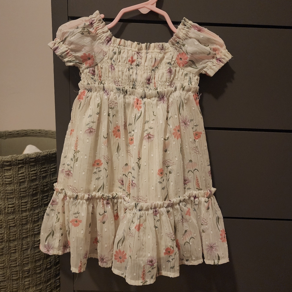 Floral Off-Shoulder Kids Dress 12M